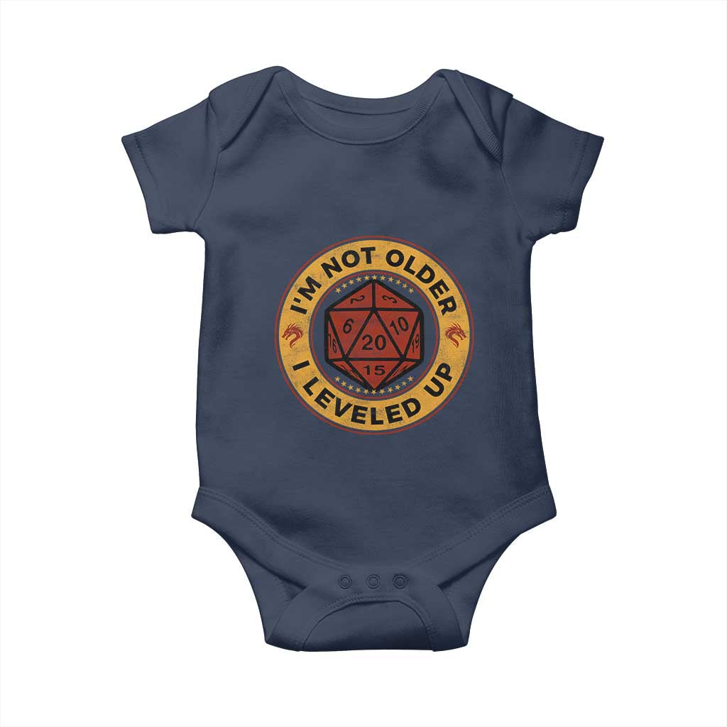 Funny RPG Gamer I Am Not Older I Leveled Up Baby Onesie Vintage D20 Tabletop - Wonder Print Shop