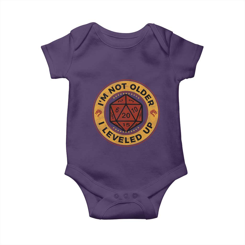 Funny RPG Gamer I Am Not Older I Leveled Up Baby Onesie Vintage D20 Tabletop - Wonder Print Shop