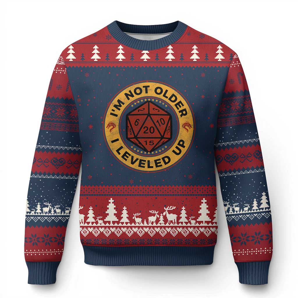 Funny RPG Gamer I Am Not Older I Leveled Up Ugly Christmas Sweater Vintage D20 Tabletop - Wonder Print Shop