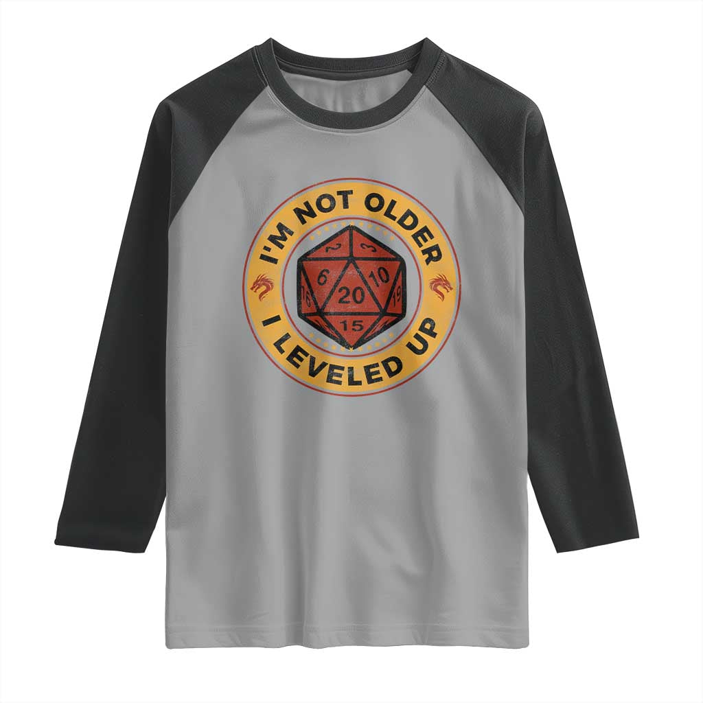 Funny RPG Gamer I Am Not Older I Leveled Up Raglan Shirt Vintage D20 Tabletop - Wonder Print Shop