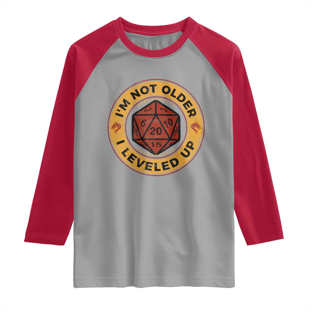 Funny RPG Gamer I Am Not Older I Leveled Up Raglan Shirt Vintage D20 Tabletop - Wonder Print Shop