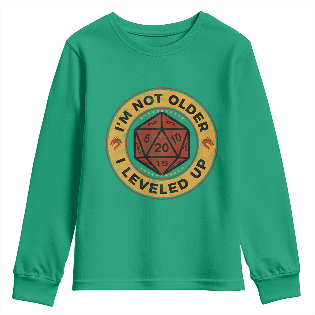 Funny RPG Gamer I Am Not Older I Leveled Up Youth Sweatshirt Vintage D20 Tabletop - Wonder Print Shop