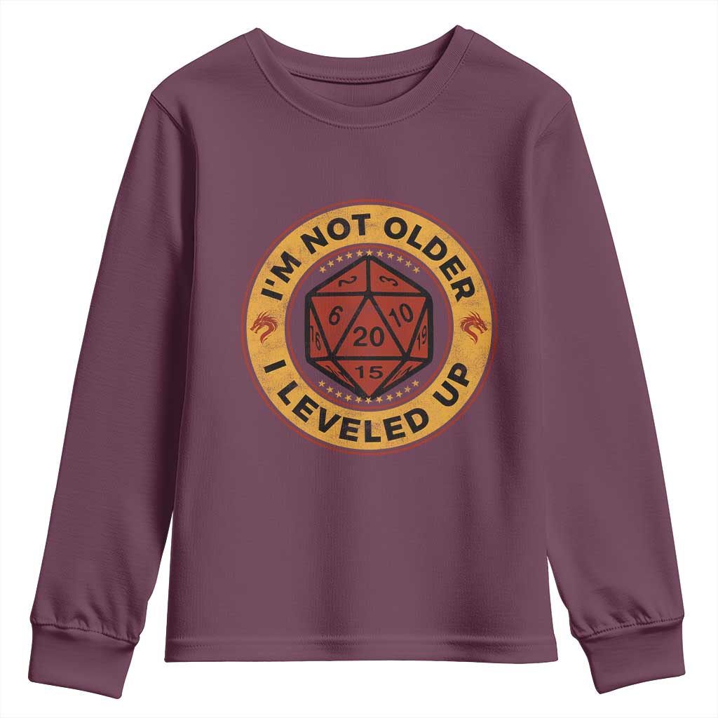 Funny RPG Gamer I Am Not Older I Leveled Up Youth Sweatshirt Vintage D20 Tabletop - Wonder Print Shop