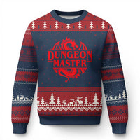 Funny Dungeon Master Ugly Christmas Sweater RPG Gamer D20 Tabletop Red Dragon - Wonder Print Shop
