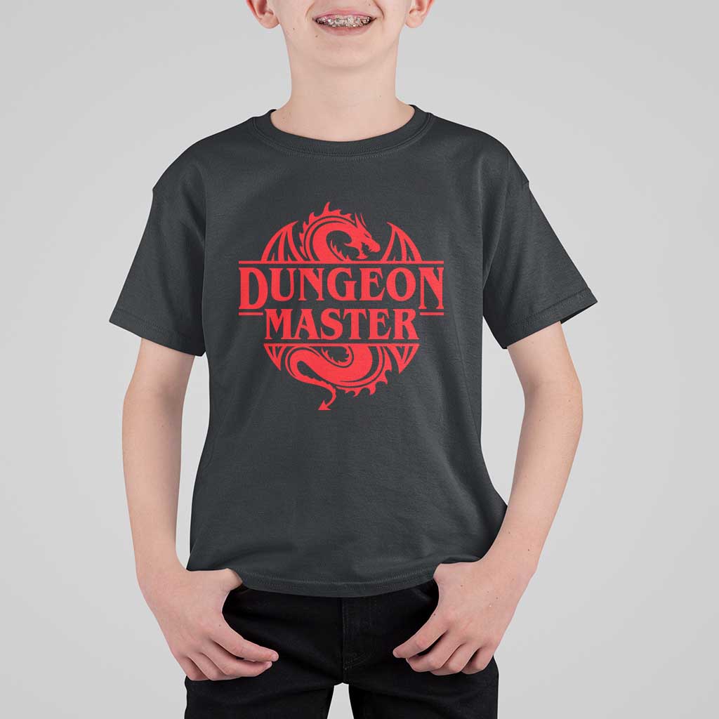 Funny Dungeon Master T Shirt For Kid RPG Gamer D20 Tabletop Red Dragon - Wonder Print Shop