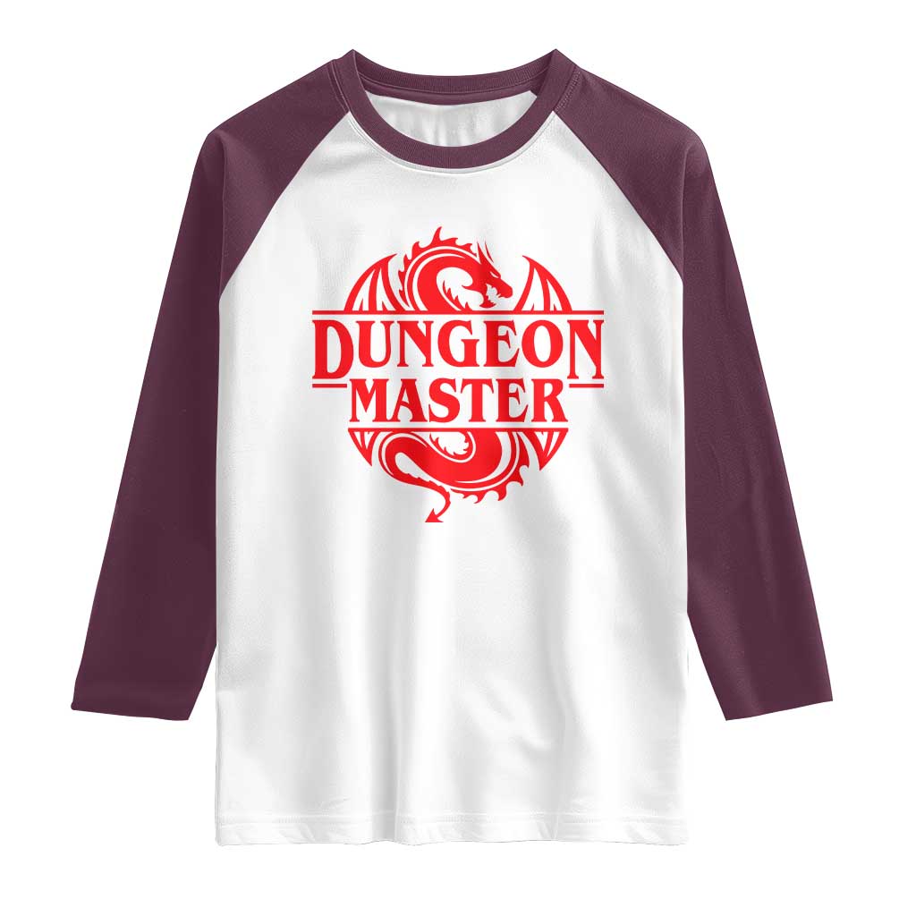 Funny Dungeon Master Raglan Shirt RPG Gamer D20 Tabletop Red Dragon - Wonder Print Shop