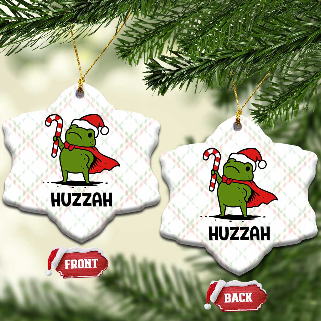 Funny Christmas Huzzah Frog Knight Meme Quote Ceramic Ornament - Wonder Print Shop
