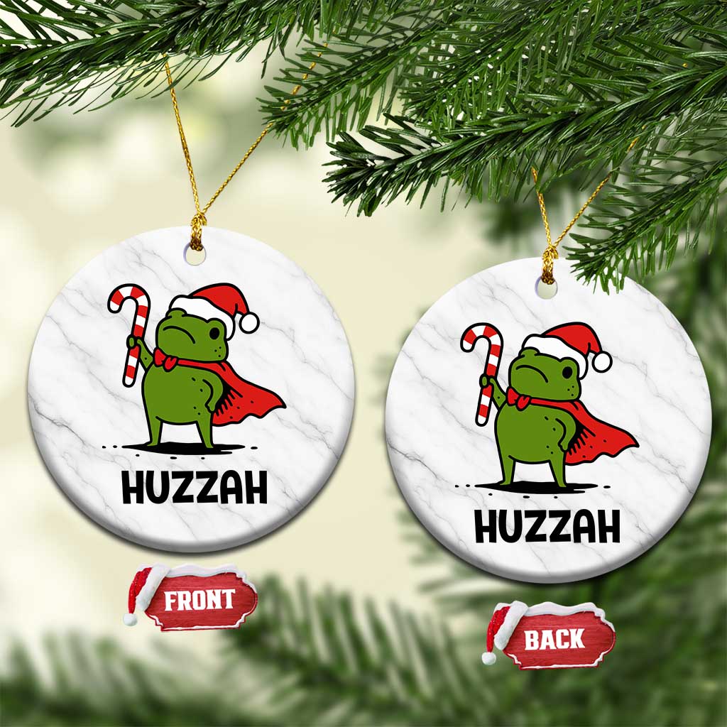 Funny Christmas Huzzah Frog Knight Meme Quote Ceramic Ornament - Wonder Print Shop