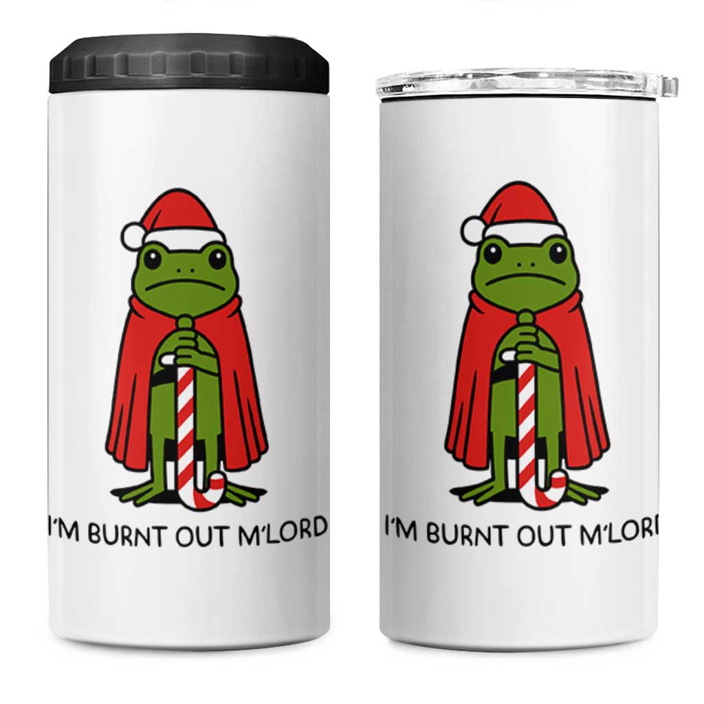 Funny Christmas Frog Knight 4 in 1 Can Cooler Tumbler I Am Burnt Out M Lord Medieval Meme - Wonder Print Shop