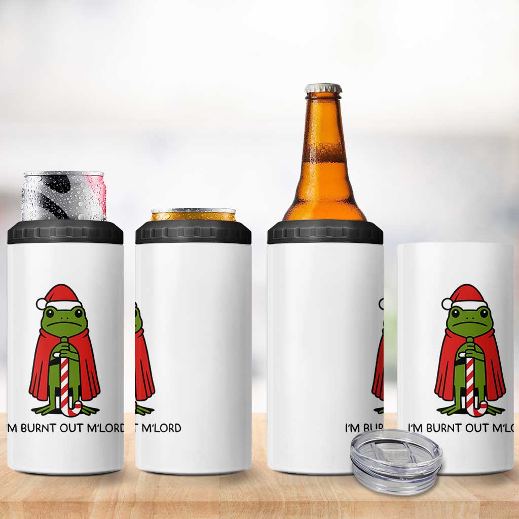 Funny Christmas Frog Knight 4 in 1 Can Cooler Tumbler I Am Burnt Out M Lord Medieval Meme - Wonder Print Shop