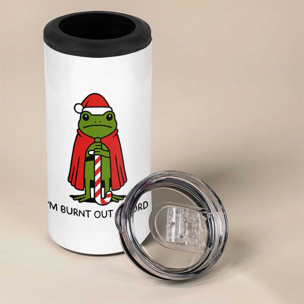 Funny Christmas Frog Knight 4 in 1 Can Cooler Tumbler I Am Burnt Out M Lord Medieval Meme - Wonder Print Shop