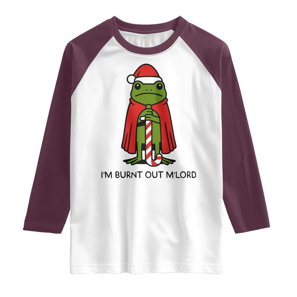 Funny Christmas Frog Knight Raglan Shirt I Am Burnt Out M Lord Medieval Meme - Wonder Print Shop