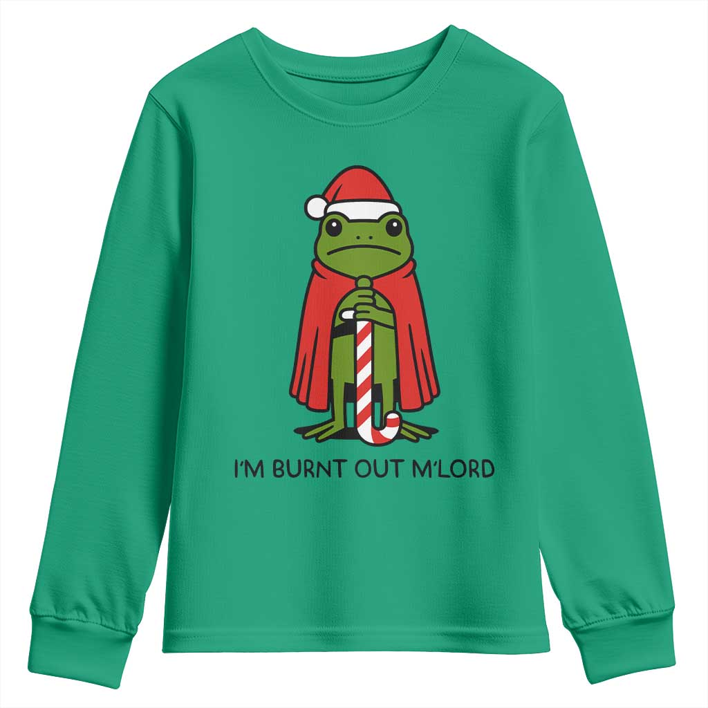 Funny Christmas Frog Knight Youth Sweatshirt I Am Burnt Out M Lord Medieval Meme - Wonder Print Shop