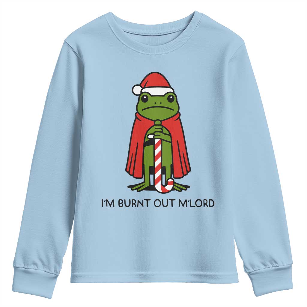 Funny Christmas Frog Knight Youth Sweatshirt I Am Burnt Out M Lord Medieval Meme - Wonder Print Shop
