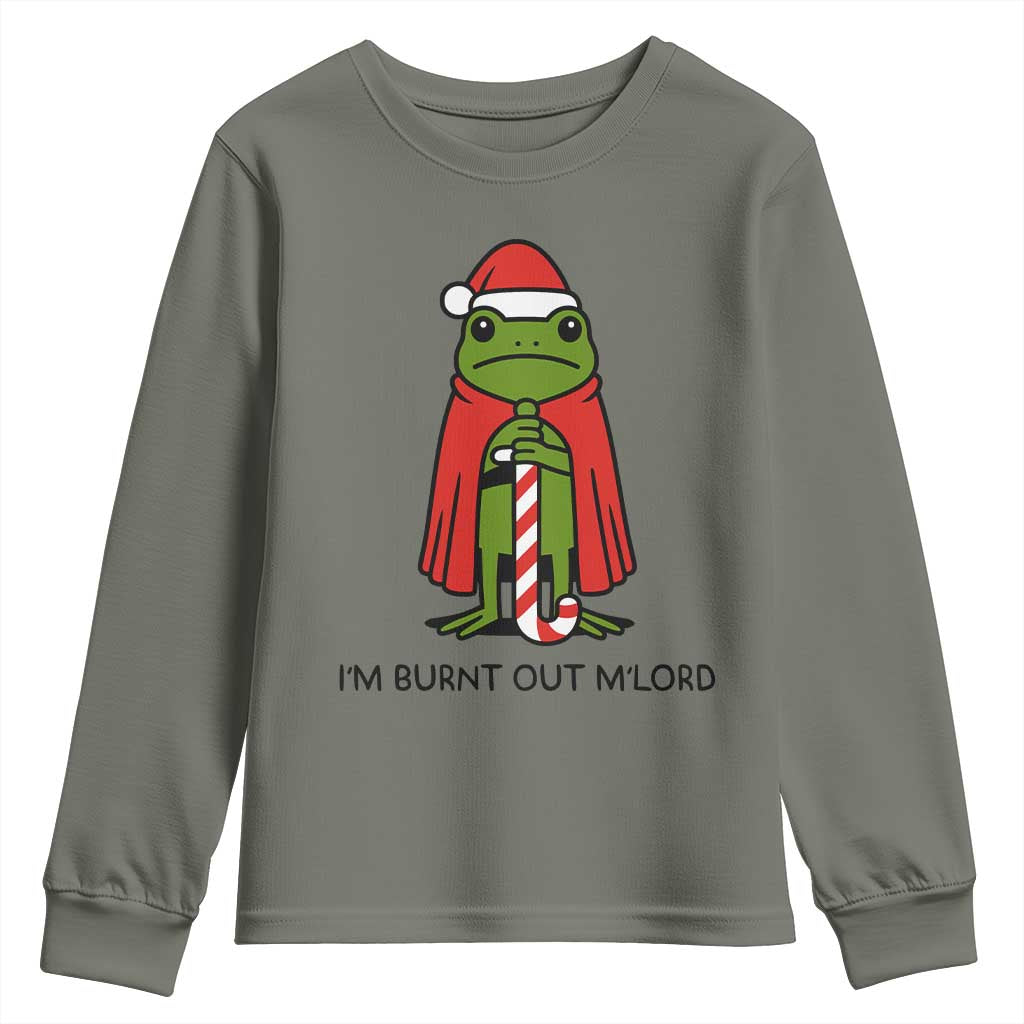 Funny Christmas Frog Knight Youth Sweatshirt I Am Burnt Out M Lord Medieval Meme - Wonder Print Shop