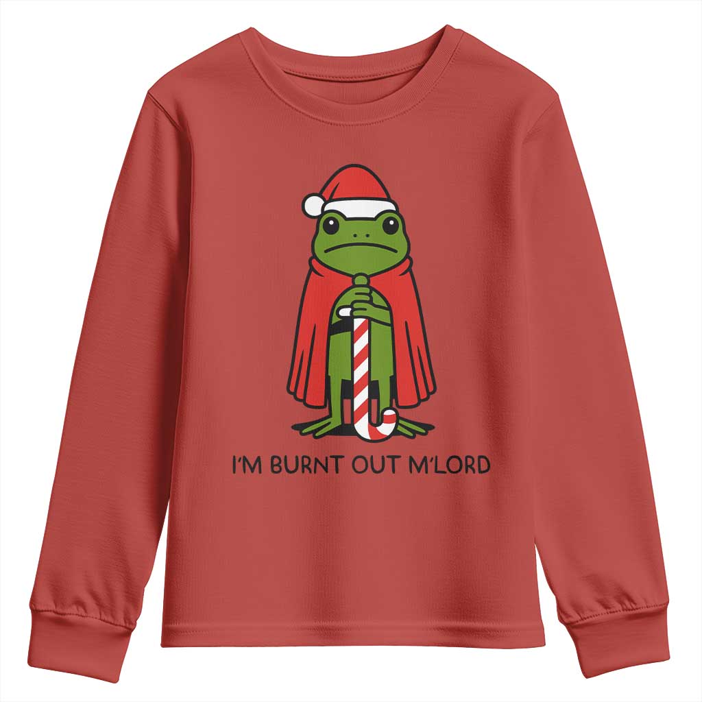 Funny Christmas Frog Knight Youth Sweatshirt I Am Burnt Out M Lord Medieval Meme - Wonder Print Shop