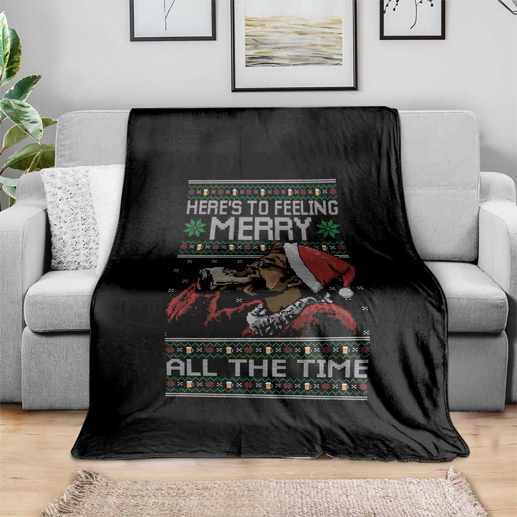Here To Feeling Merry All The Time Christmas Throw Blanket Funny Xmas Comedy Movie - Wonder Print Shop