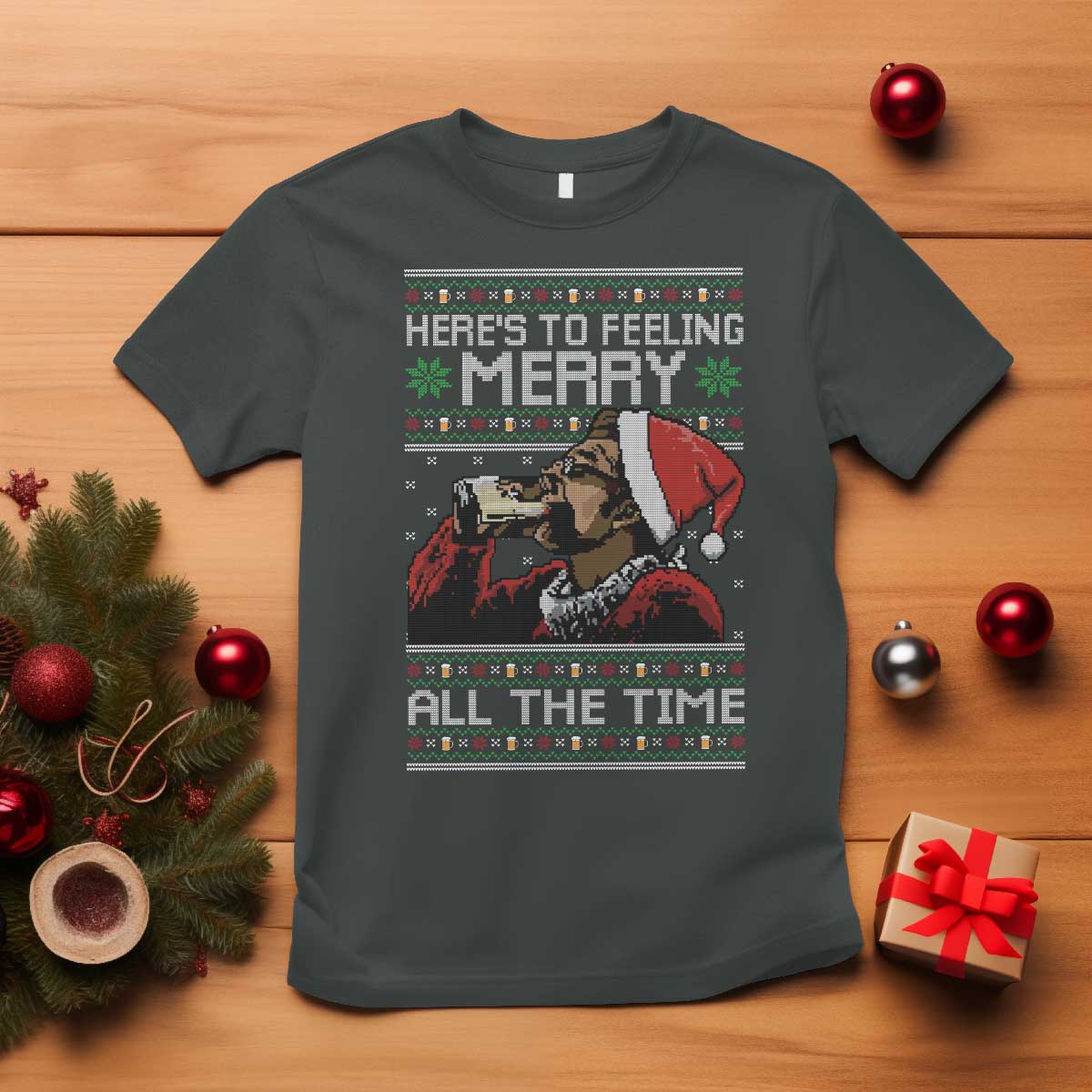 Here To Feeling Merry All The Time Christmas T Shirt Funny Xmas Comedy Movie - Wonder Print Shop