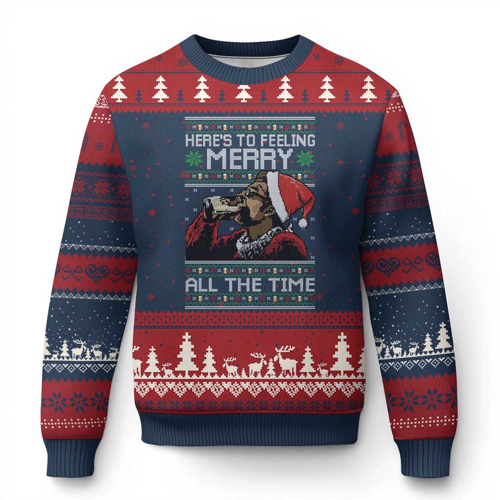Here To Feeling Merry All The Time Xmas Ugly Christmas Sweater Funny Xmas Comedy Movie - Wonder Print Shop