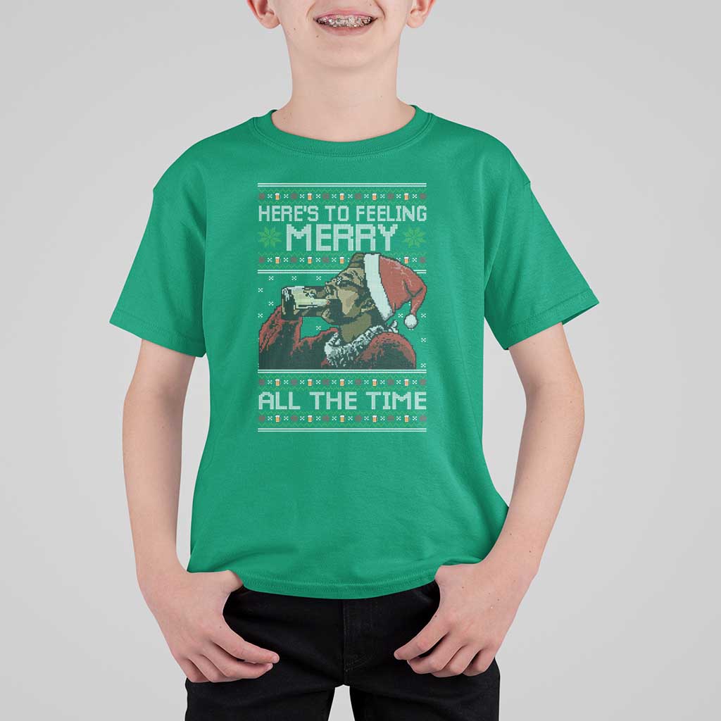 Here To Feeling Merry All The Time Christmas T Shirt For Kid Funny Xmas Comedy Movie - Wonder Print Shop