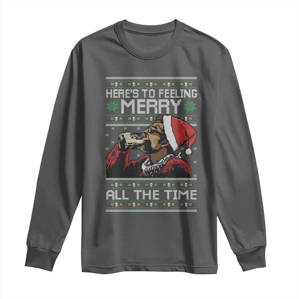 Here To Feeling Merry All The Time Christmas Long Sleeve Shirt Funny Xmas Comedy Movie - Wonder Print Shop