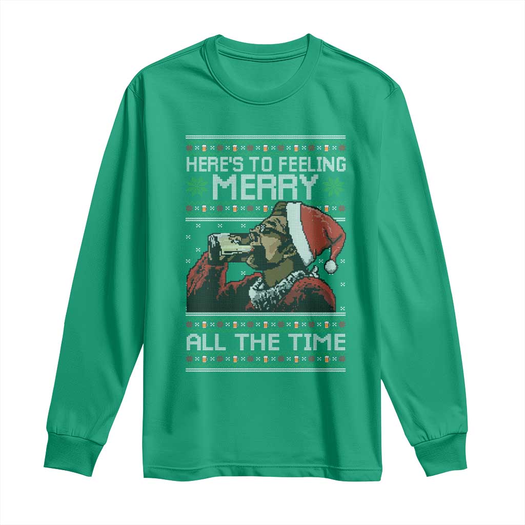 Here To Feeling Merry All The Time Christmas Long Sleeve Shirt Funny Xmas Comedy Movie - Wonder Print Shop