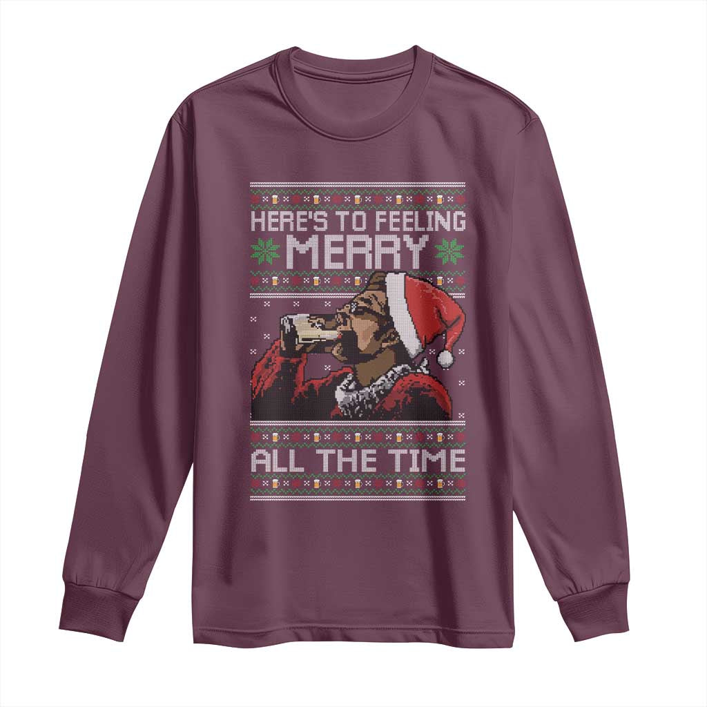 Here To Feeling Merry All The Time Christmas Long Sleeve Shirt Funny Xmas Comedy Movie - Wonder Print Shop
