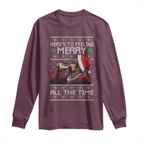 Here To Feeling Merry All The Time Christmas Long Sleeve Shirt Funny Xmas Comedy Movie - Wonder Print Shop