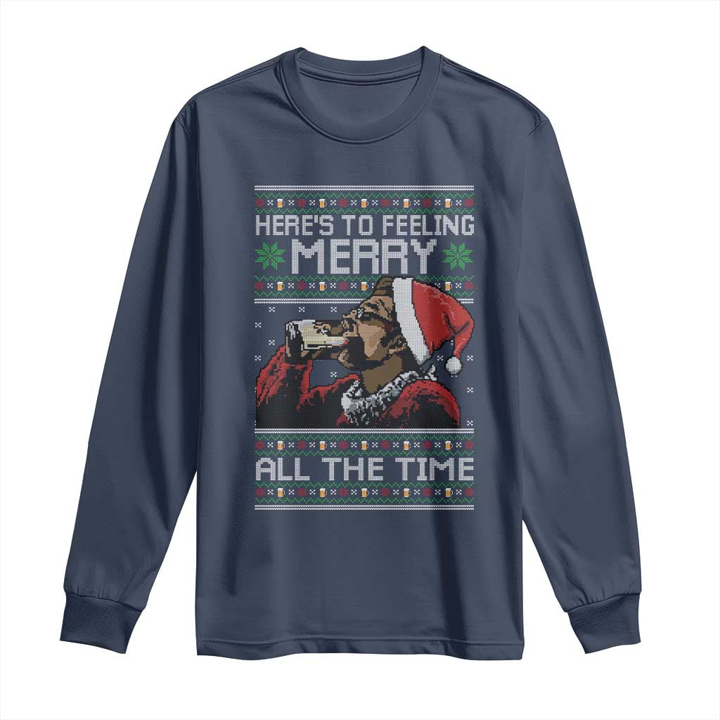 Here To Feeling Merry All The Time Christmas Long Sleeve Shirt Funny Xmas Comedy Movie - Wonder Print Shop