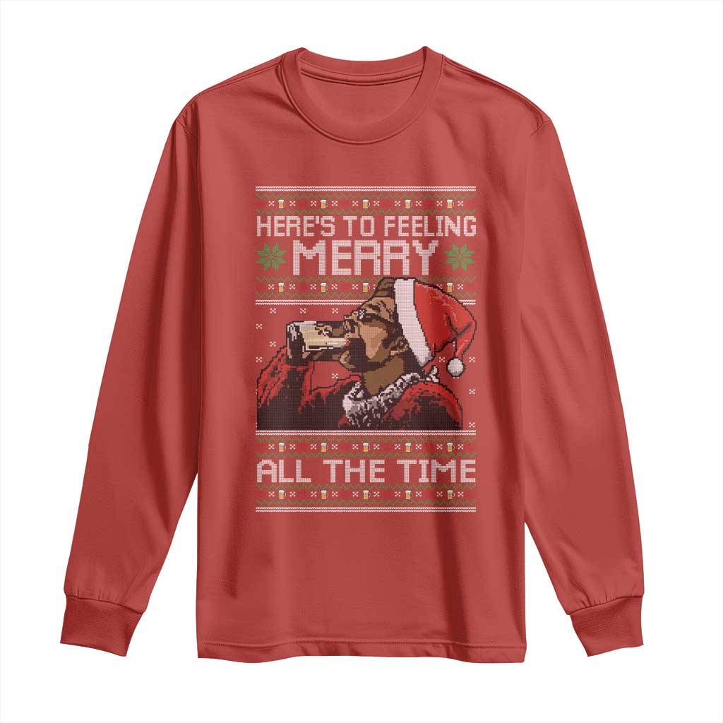 Here To Feeling Merry All The Time Christmas Long Sleeve Shirt Funny Xmas Comedy Movie - Wonder Print Shop