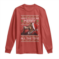 Here To Feeling Merry All The Time Christmas Long Sleeve Shirt Funny Xmas Comedy Movie - Wonder Print Shop