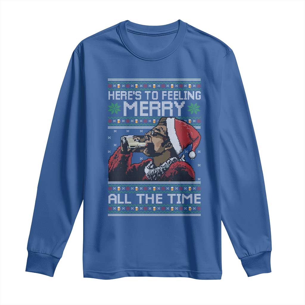 Here To Feeling Merry All The Time Christmas Long Sleeve Shirt Funny Xmas Comedy Movie - Wonder Print Shop