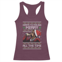 Here To Feeling Merry All The Time Christmas Racerback Tank Top Funny Xmas Comedy Movie - Wonder Print Shop