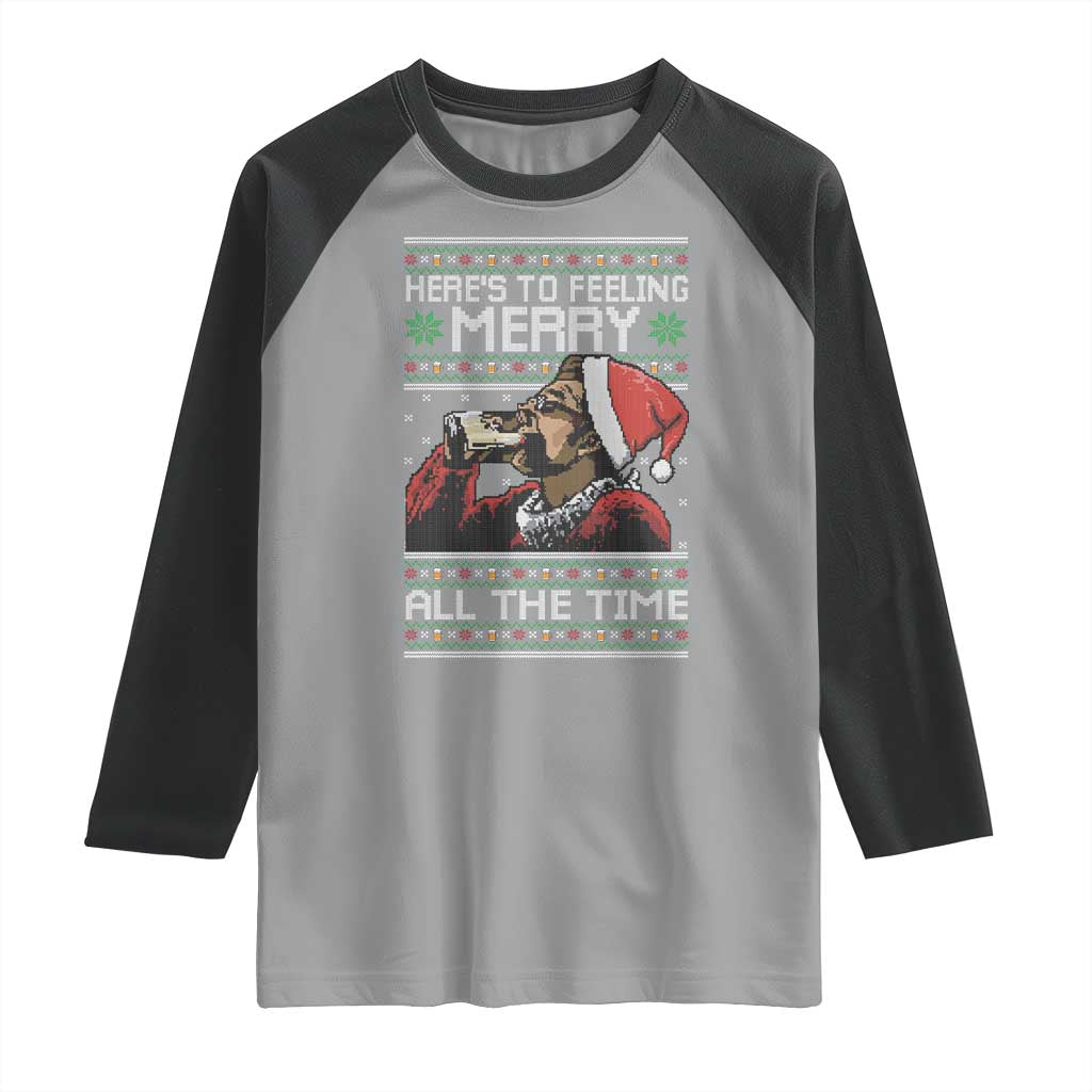 Here To Feeling Merry All The Time Christmas Raglan Shirt Funny Xmas Comedy Movie - Wonder Print Shop