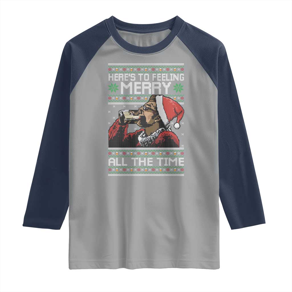 Here To Feeling Merry All The Time Christmas Raglan Shirt Funny Xmas Comedy Movie - Wonder Print Shop