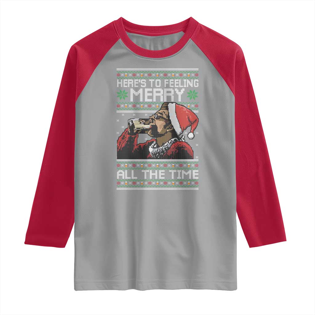 Here To Feeling Merry All The Time Christmas Raglan Shirt Funny Xmas Comedy Movie - Wonder Print Shop