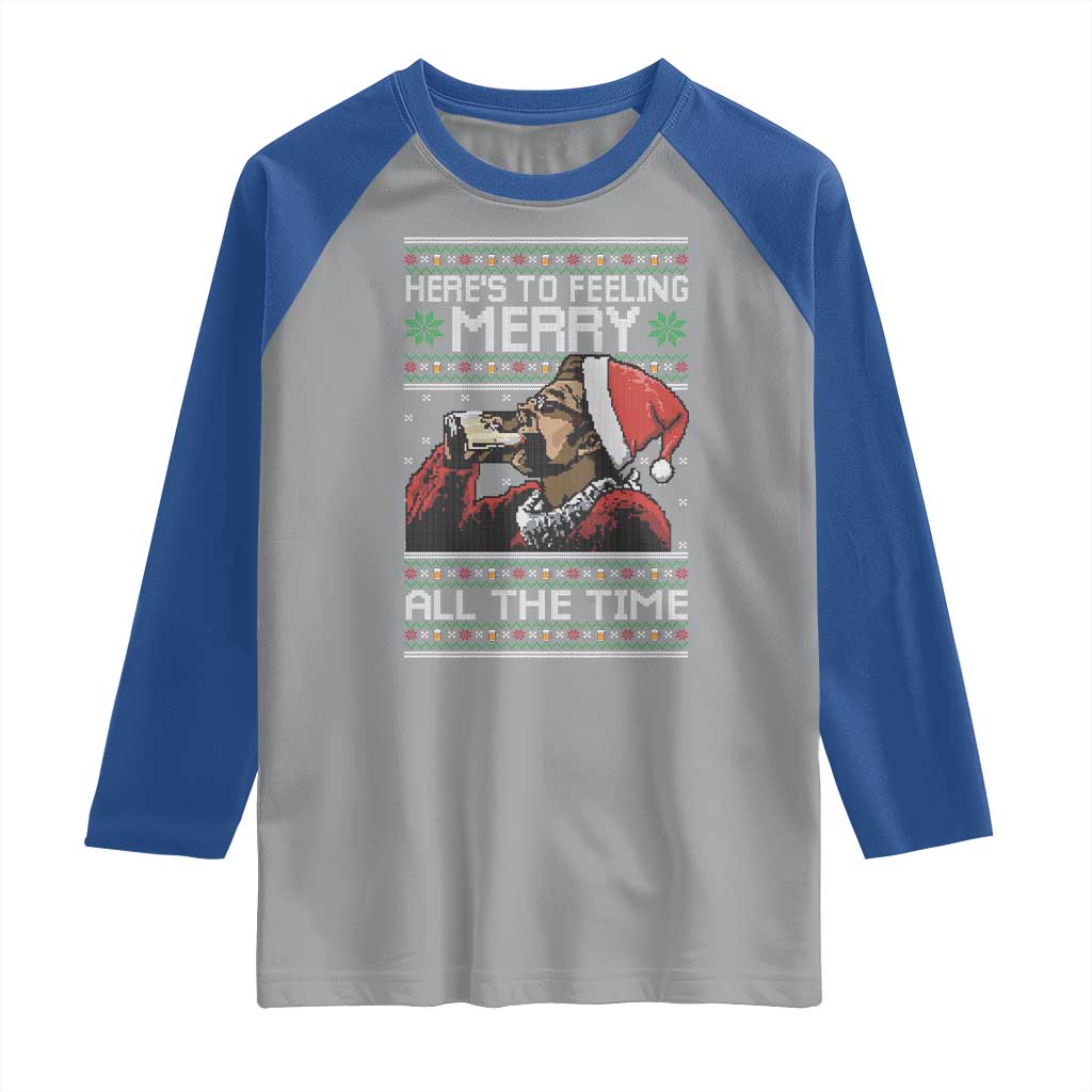 Here To Feeling Merry All The Time Christmas Raglan Shirt Funny Xmas Comedy Movie - Wonder Print Shop