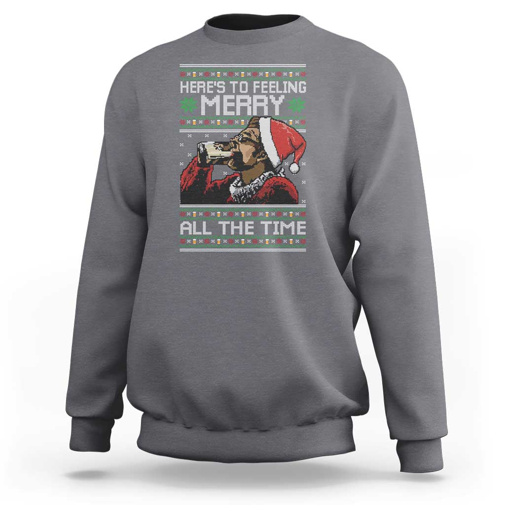 Here To Feeling Merry All The Time Christmas Sweatshirt Funny Xmas Comedy Movie - Wonder Print Shop