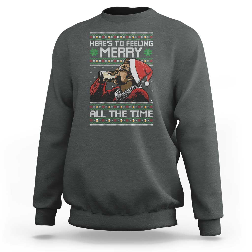 Here To Feeling Merry All The Time Christmas Sweatshirt Funny Xmas Comedy Movie - Wonder Print Shop