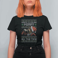 Here To Feeling Merry All The Time Christmas T Shirt For Women Funny Xmas Comedy Movie - Wonder Print Shop