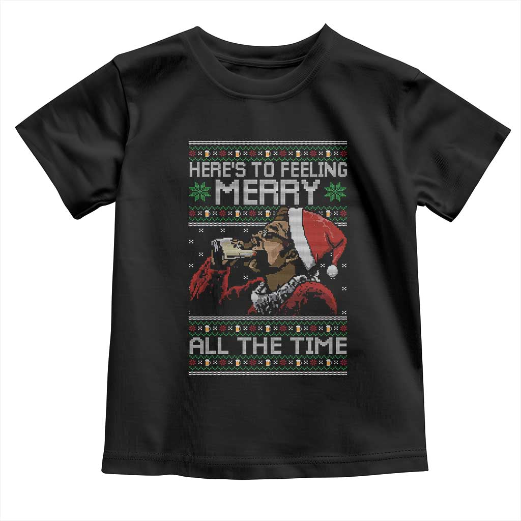 Here To Feeling Merry All The Time Christmas Toddler T Shirt Funny Xmas Comedy Movie - Wonder Print Shop