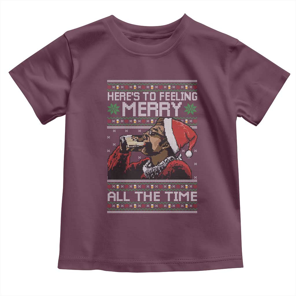 Here To Feeling Merry All The Time Christmas Toddler T Shirt Funny Xmas Comedy Movie - Wonder Print Shop