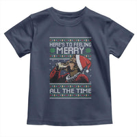 Here To Feeling Merry All The Time Christmas Toddler T Shirt Funny Xmas Comedy Movie - Wonder Print Shop