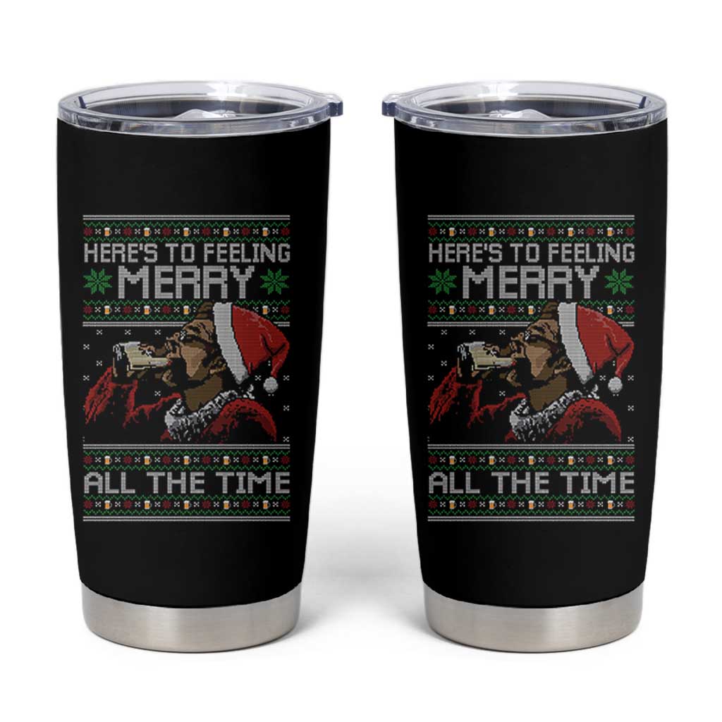 Here To Feeling Merry All The Time Christmas Tumbler Cup Funny Xmas Comedy Movie - Wonder Print Shop