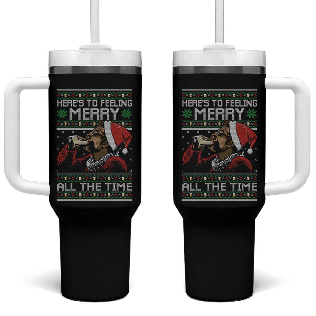 Here To Feeling Merry All The Time Christmas Tumbler With Handle Funny Xmas Comedy Movie - Wonder Print Shop