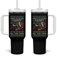 Here To Feeling Merry All The Time Christmas Tumbler With Handle Funny Xmas Comedy Movie - Wonder Print Shop