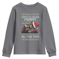 Here To Feeling Merry All The Time Christmas Youth Sweatshirt Funny Xmas Comedy Movie - Wonder Print Shop