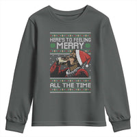 Here To Feeling Merry All The Time Christmas Youth Sweatshirt Funny Xmas Comedy Movie - Wonder Print Shop