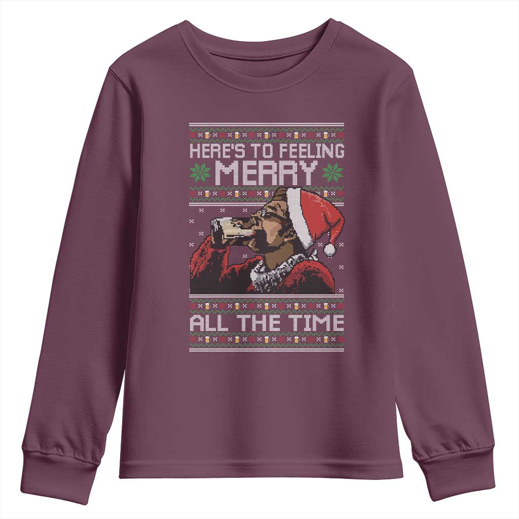 Here To Feeling Merry All The Time Christmas Youth Sweatshirt Funny Xmas Comedy Movie - Wonder Print Shop