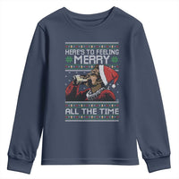 Here To Feeling Merry All The Time Christmas Youth Sweatshirt Funny Xmas Comedy Movie - Wonder Print Shop